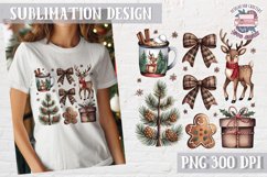 Christmas Coquette Bow PNG Holidays Funny Watercolor Product Image 1