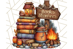 Autumn Library Clipart PNG, Cozy Fall Book Art Product Image 3