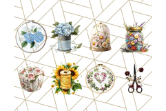 Floral Sewing Clipart PNG Vintage Sewing Elements Needlework Product Image 3