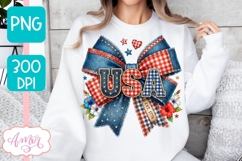 USA bow T-shirt sublimation design, Patriotic PNG design Product Image 3