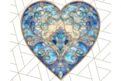 Stained Glass Heart PNG Clipart in Pastel and Bright Colors Product Image 3