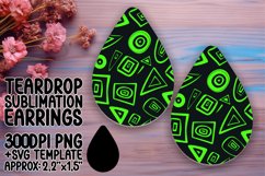 Neon Radiance Teardrop Earring Sublimation Design Product Image 1