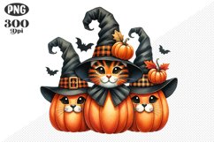 Halloween Cat And Pumpkin Sublimation - Clipart PNG Design Product Image 1