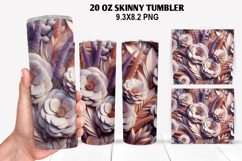 3D Flower Skinny Tumbler 20oz Wrap Design,Flowers Tumble PNG Product Image 1