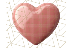 Pastel Puffy Patterned Hearts Clipart PNG, 3D Look Heart Png Product Image 3
