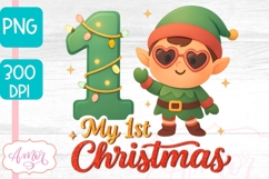 My first Christmas PNG for sublimation, Cute Christmas elf Product Image 4