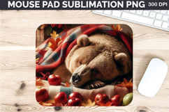 Watercolor Bear Mouse Pad Sublimation - Thanksgiving PNG Product Image 1