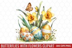 Butterflies With Flowers Clipart Product Image 1