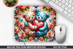 Bear Mouse Pad Sublimation, Valentine Mouse Pad PNG Product Image 1