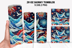 Dolphins Skinny Tumbler 20oz Wrap Design,4th of july Tumbler Product Image 1