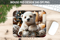 Christmas Bear Mouse Pad Sublimation - Animal PNG Design Product Image 1