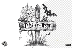 Black and White Halloween Autumn Clipart Product Image 1