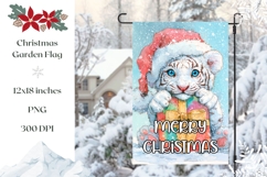 Merry Christmas Garden Flag, Cartoon Christmas Tiger PNG Product Image 1