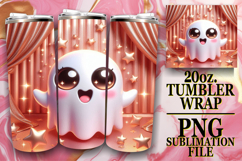 Cozy afternoons 20oz tumbler wrap, 3D Cute Ghost Product Image 1