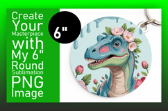 Artful Circle Design Sublimation PNG , Cute Dino Product Image 1