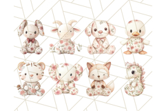 Pink Floral Stuffed Animal Clipart PNG, Cute Stuffed Animals Product Image 7