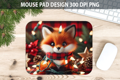 Christmas Cute Fox Mouse Pad Sublimation - Animal PNG Design Product Image 1