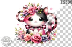 Cat With Flowers Sublimation - Clipart PNG Design Product Image 1