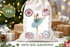 Christmas Ballerina Santa Sack Template, Cute Gift Bag Product Image 1