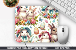 Bunny Mouse Pad Sublimation, Easter Bunny Mouse Pad PNG Product Image 1