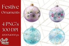 Christmas Ornaments Clipart PNG, Realistic Holiday Ornaments Product Image 1