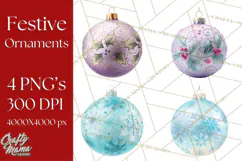 Christmas Ornaments Clipart PNG, Realistic Holiday Ornaments Product Image 1