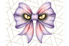 Muted Halloween Bow Clipart, Fall Ribbon PNG Autumn Hair Bow Product Image 3
