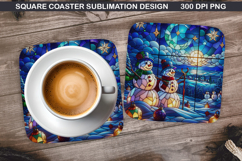 Snowman Coaster Sublimation, Christmas Coaster PNG Design Product Image 1