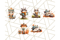 Cozy Autumn Animal Clipart, Fall Forest Critters PNG Product Image 7