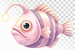 Cute Anglerfish Deep Sea Lantern Marine PNG Summer Aquatic Product Image 1