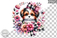 Dog With Flowers Sublimation - Clipart PNG Design Product Image 1