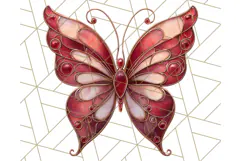 Stained Glass Butterfly PNG Colorful Clipart for Sublimation Product Image 3