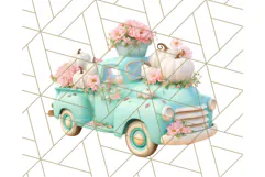 Vintage Truck Pumpkin and Fall Flowers PNG Clipart, Autumn Product Image 3