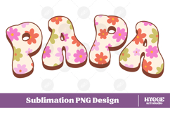 Papa Dad Png Retro Flowers Father&#039;s Day Mom Baby Sublimation Product Image 1