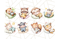Sleeping Baby Animals PNG, Cozy Pajama Bedtime Clipart Product Image 7