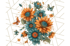 Sunflower and Butterfly PNG Clipart, Bright Jewel Tones Png Product Image 3