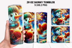 Snowman Skinny Tumbler 20oz Wrap Design, Christmas Tumbler Product Image 1