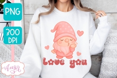 Love you PNG sublimation, Valentine's day sublimation gnome Product Image 2
