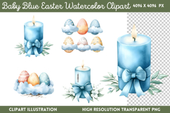 Baby Blue Easter Watercolor Clipart PNG Product Image 1