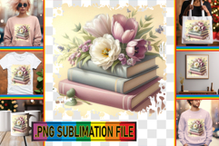 Sweet TSHIRT Designs Art PNG, Book and flower Product Image 1