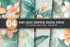 Mint Aqua Tropical Digital Paper Product Image 1