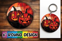 Luminous Halloween Stained Glass Round Design Keychain Product Image 1