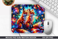 Fox Galaxy Mouse Pad Sublimation, 4th Of July Mouse Pad PNG Product Image 1