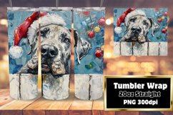 Holiday Peeking Dog Art Winter Christmas Tumbler Wrap 20oz Product Image 1