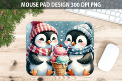 Watercolor Penguin Mouse Pad Sublimation - Valentines PNG Product Image 1