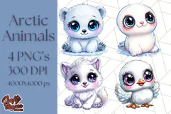 Arctic Animals Kawaii Clipart PNG, Cute Polar Creatures Art Product Image 1