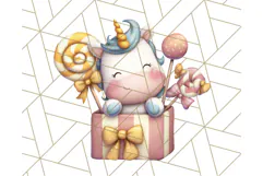 Cute Dessert Unicorn PNG Clipart with Cupcakes & Candies Product Image 3