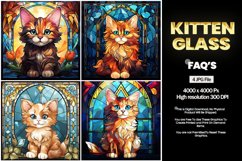 Kitten Stained Glass Square Coaster - 04 Variations Product Image 1
