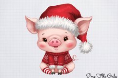 Cute Watercolor Christmas Farm Clipart PNG Product Image 1