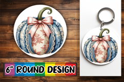Sweet Sublimation Circle Keychain, Pumpkin Watercolor Product Image 1